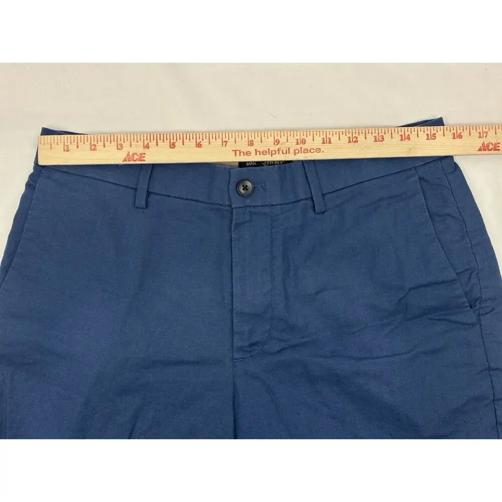 Banana Republic Linen Blend 7” Shorts Men’s 31 Blue Flat Front Cotton Stretch